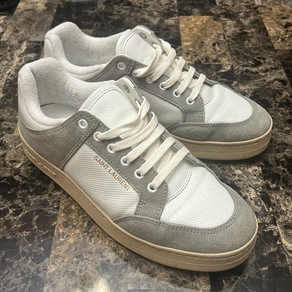 SAINT LAURENT
SL/61 Perforated Leather and Suede Sneakers
